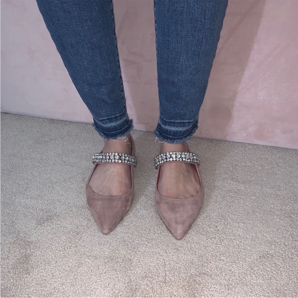NWOT • Kurt Geiger “Kingly” Mauve Mary Jane Rhinestone Suede Flats • EU Size 37 - Picture 7 of 9